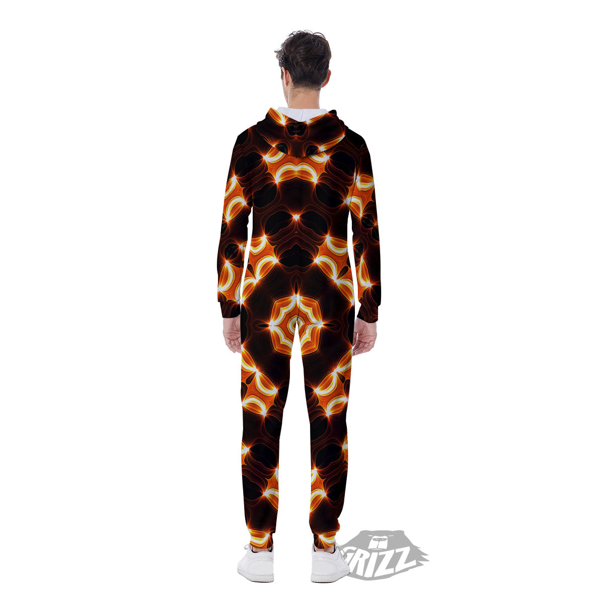 Kaleidoscope Spot Yellow Print Men's Jumpsuit-grizzshop