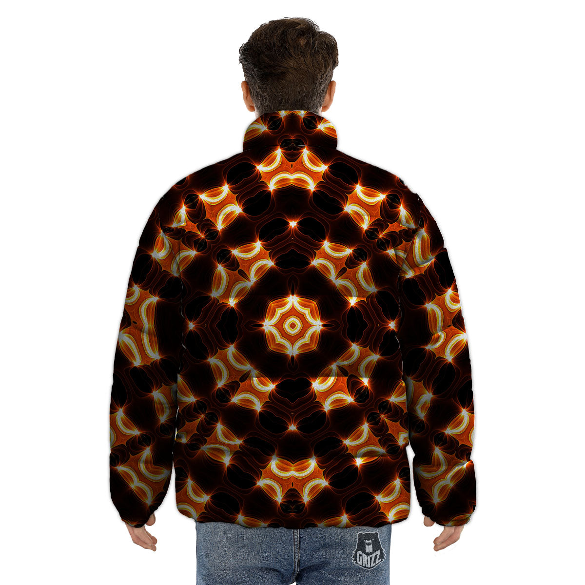 Kaleidoscope Spot Yellow Print Puffer Jacket-grizzshop