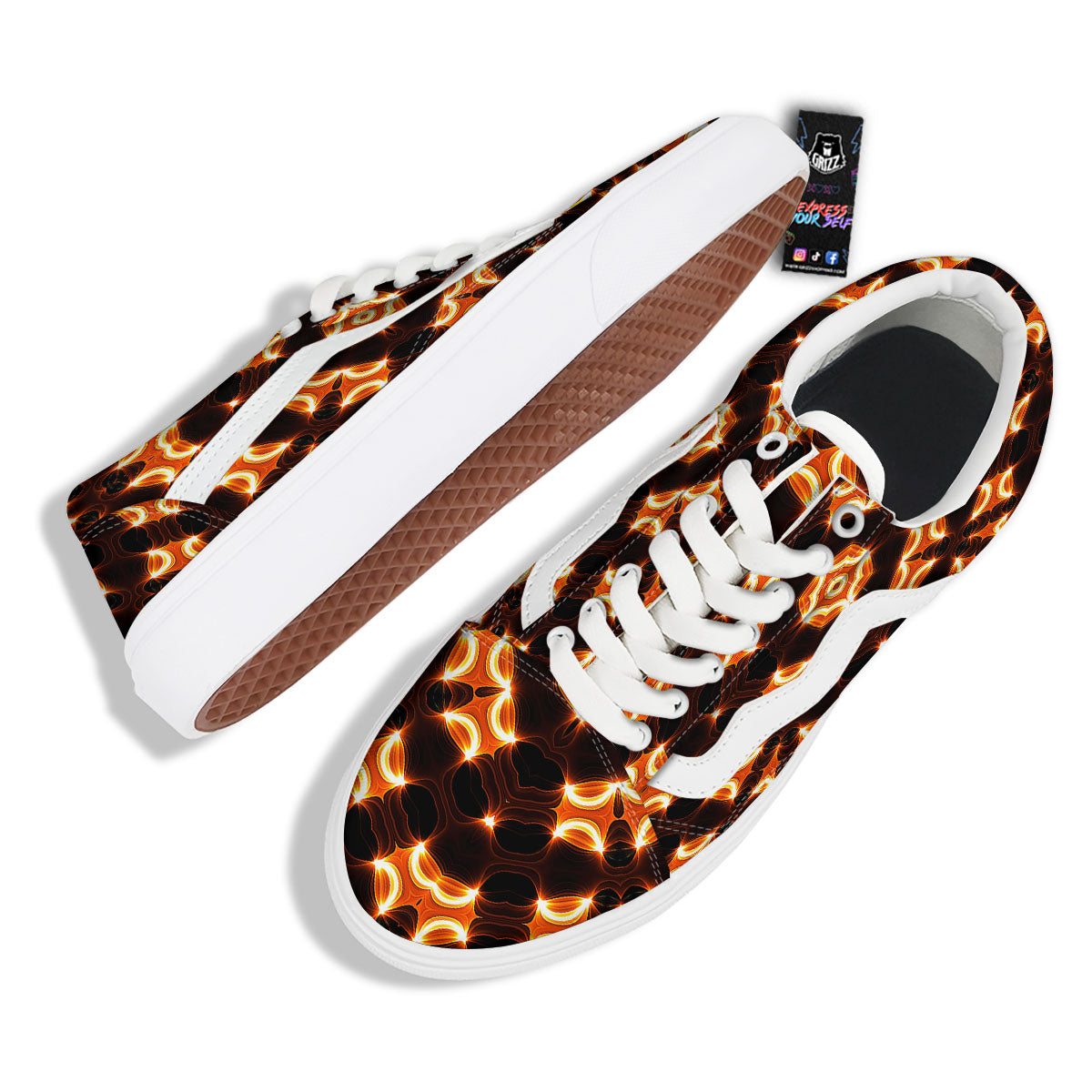 Kaleidoscope Spot Yellow Print Skate Shoes-grizzshop