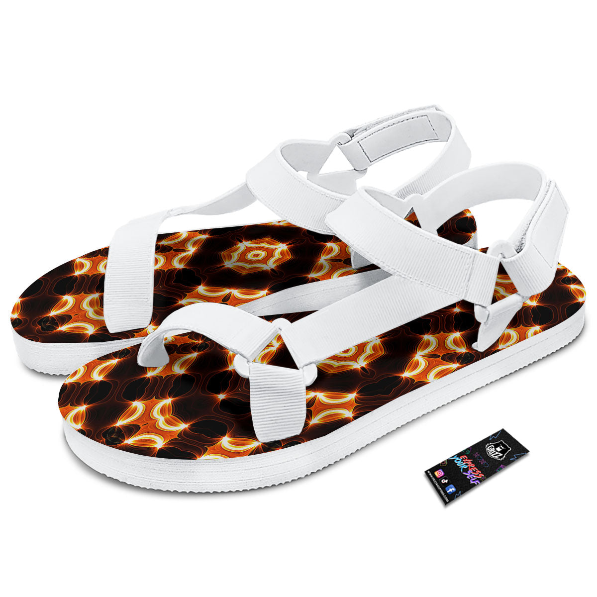Kaleidoscope Spot Yellow Print White Open Toe Sandals-grizzshop
