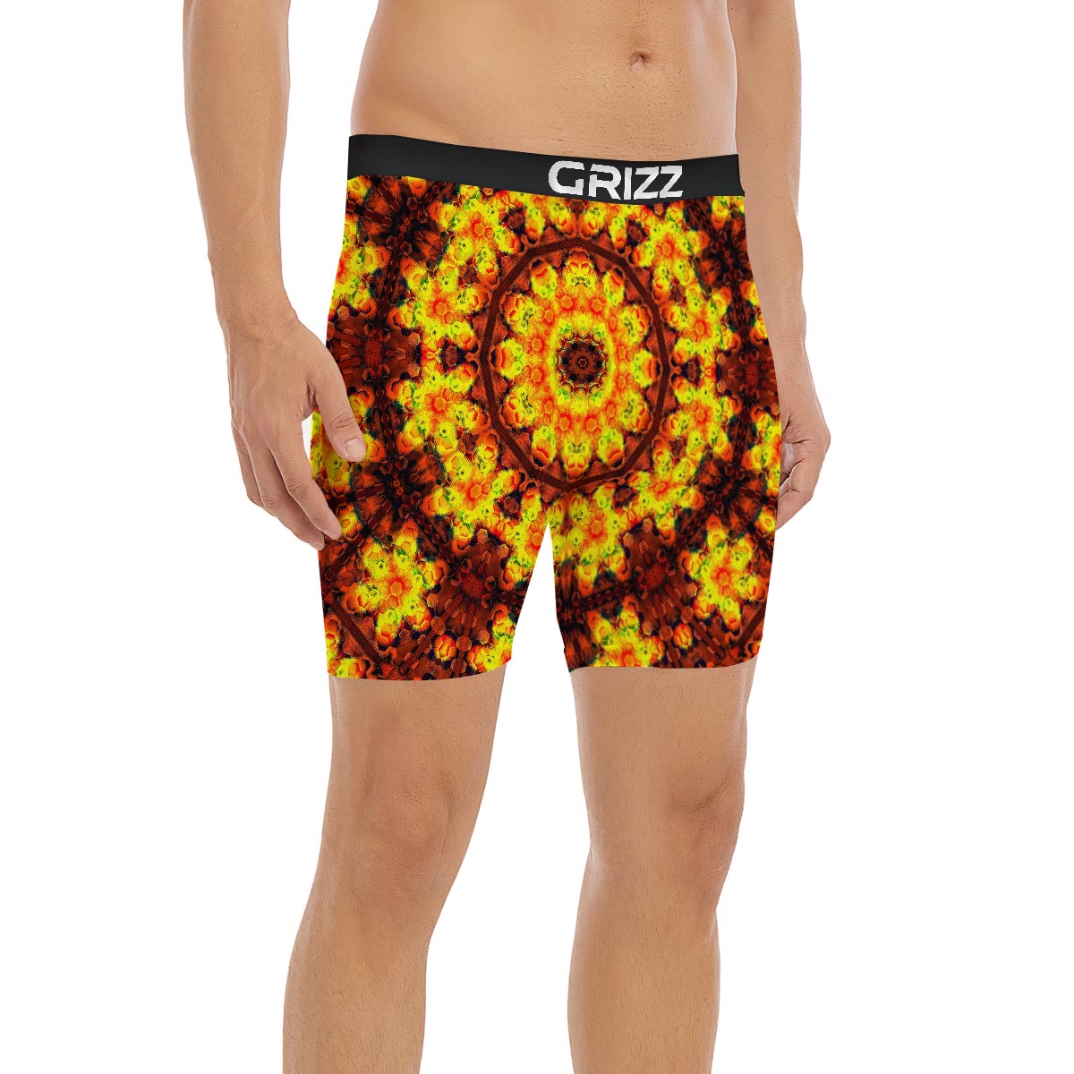 Kaleidoscope Sun Fire Print Boxer Briefs-grizzshop