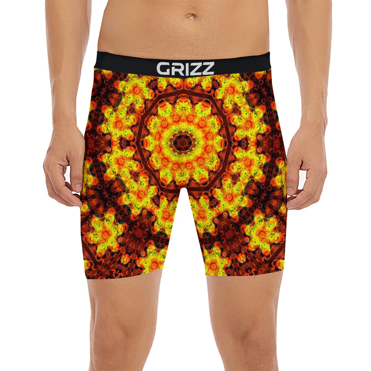 Kaleidoscope Sun Fire Print Boxer Briefs-grizzshop
