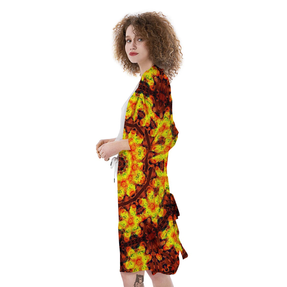 Kaleidoscope Sun Fire Print Kimono-grizzshop