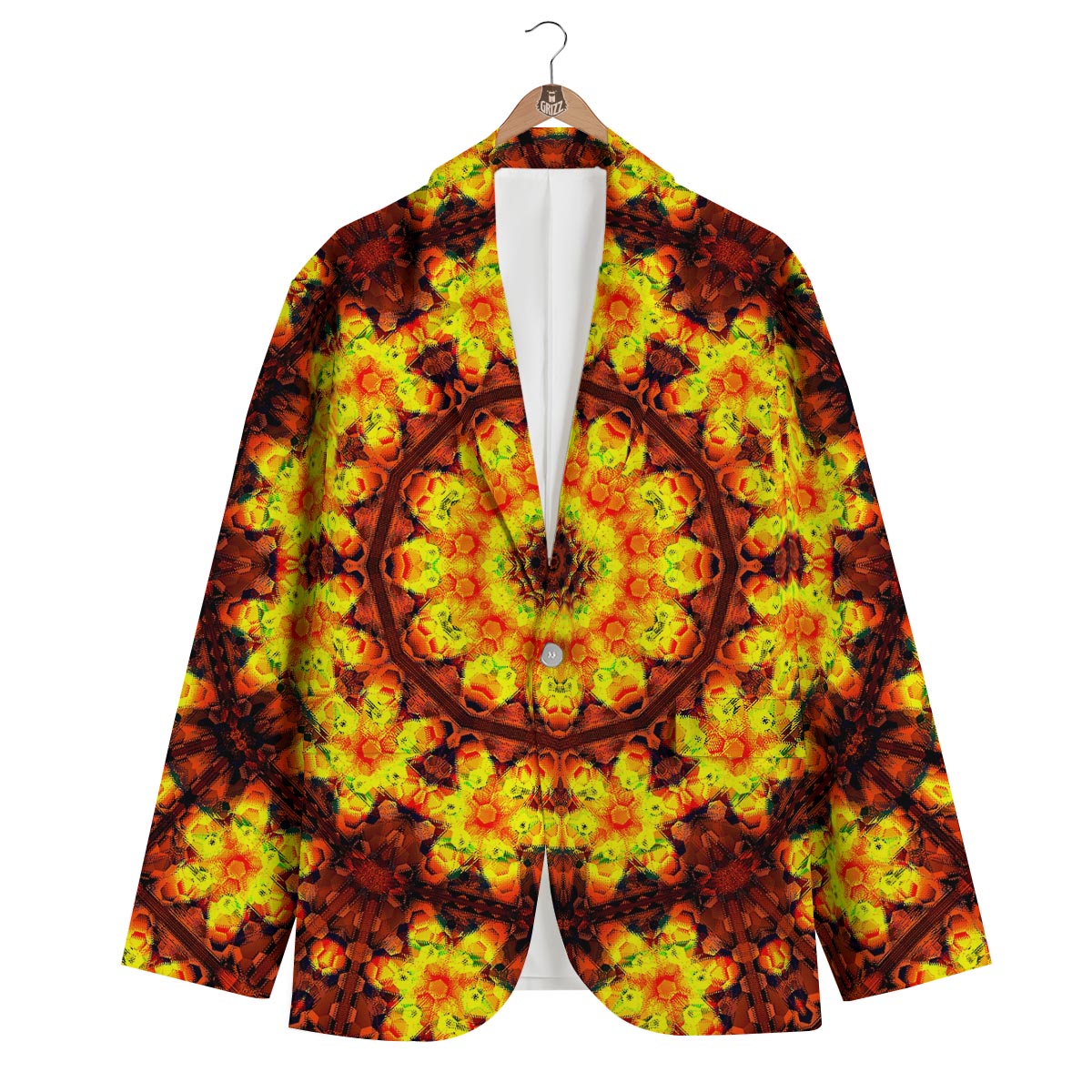 Kaleidoscope Sun Fire Print Men's Blazer-grizzshop