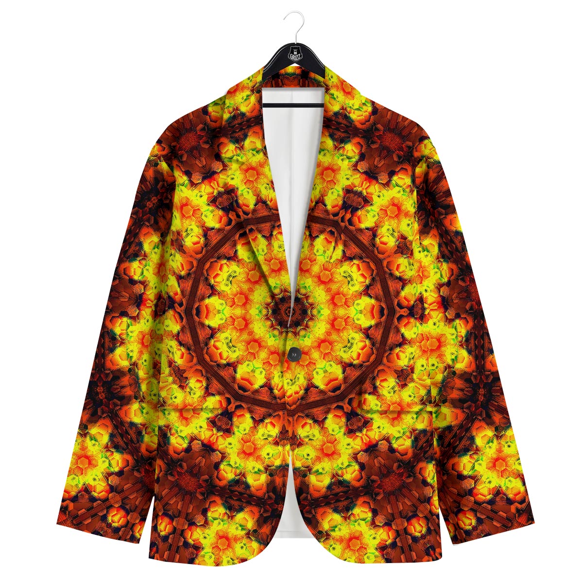Kaleidoscope Sun Fire Print Men's Sport Coat-grizzshop
