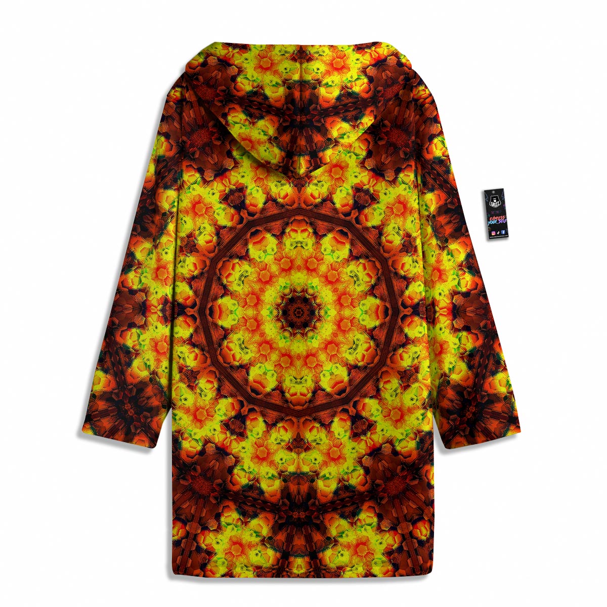 Kaleidoscope Sun Fire Print Men's Windbreaker Jacket-grizzshop