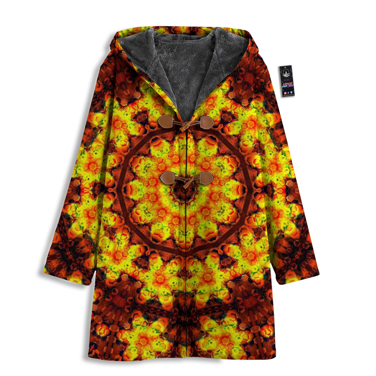 Kaleidoscope Sun Fire Print Men's Windbreaker Jacket-grizzshop