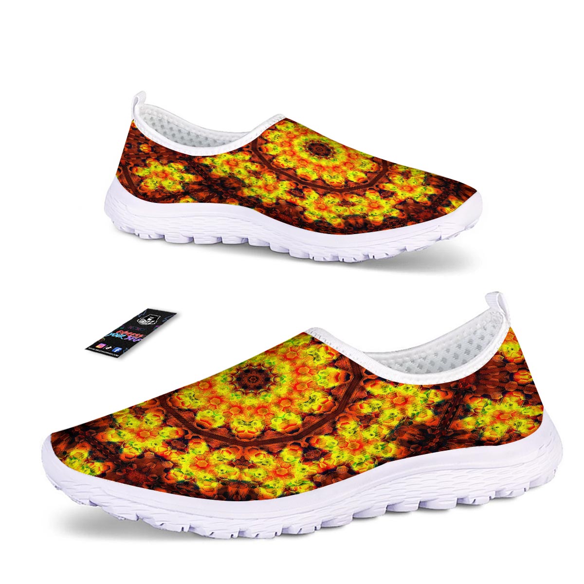 Kaleidoscope Sun Fire Print Nurse Shoes-grizzshop