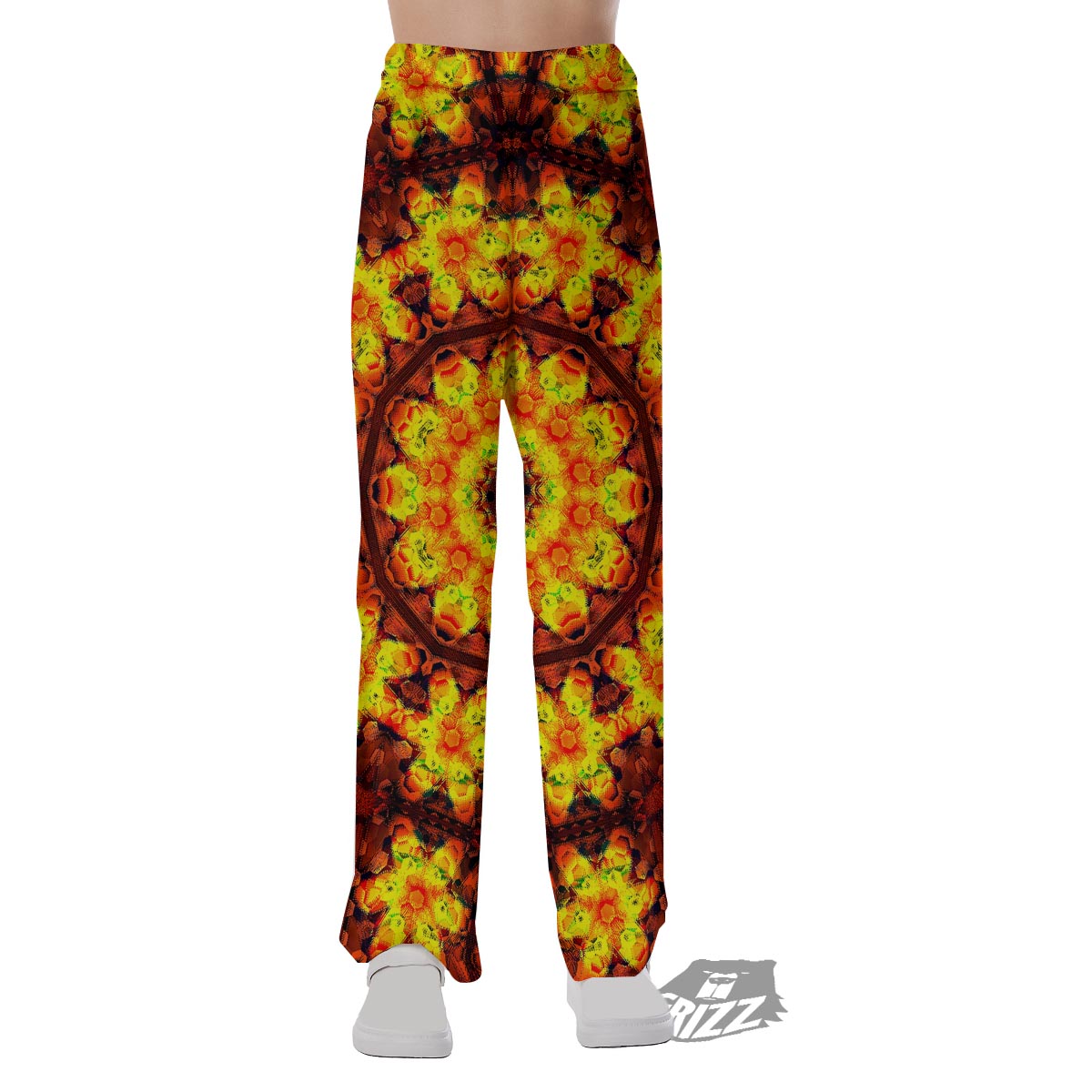 Kaleidoscope Sun Fire Print Pajama Pants-grizzshop