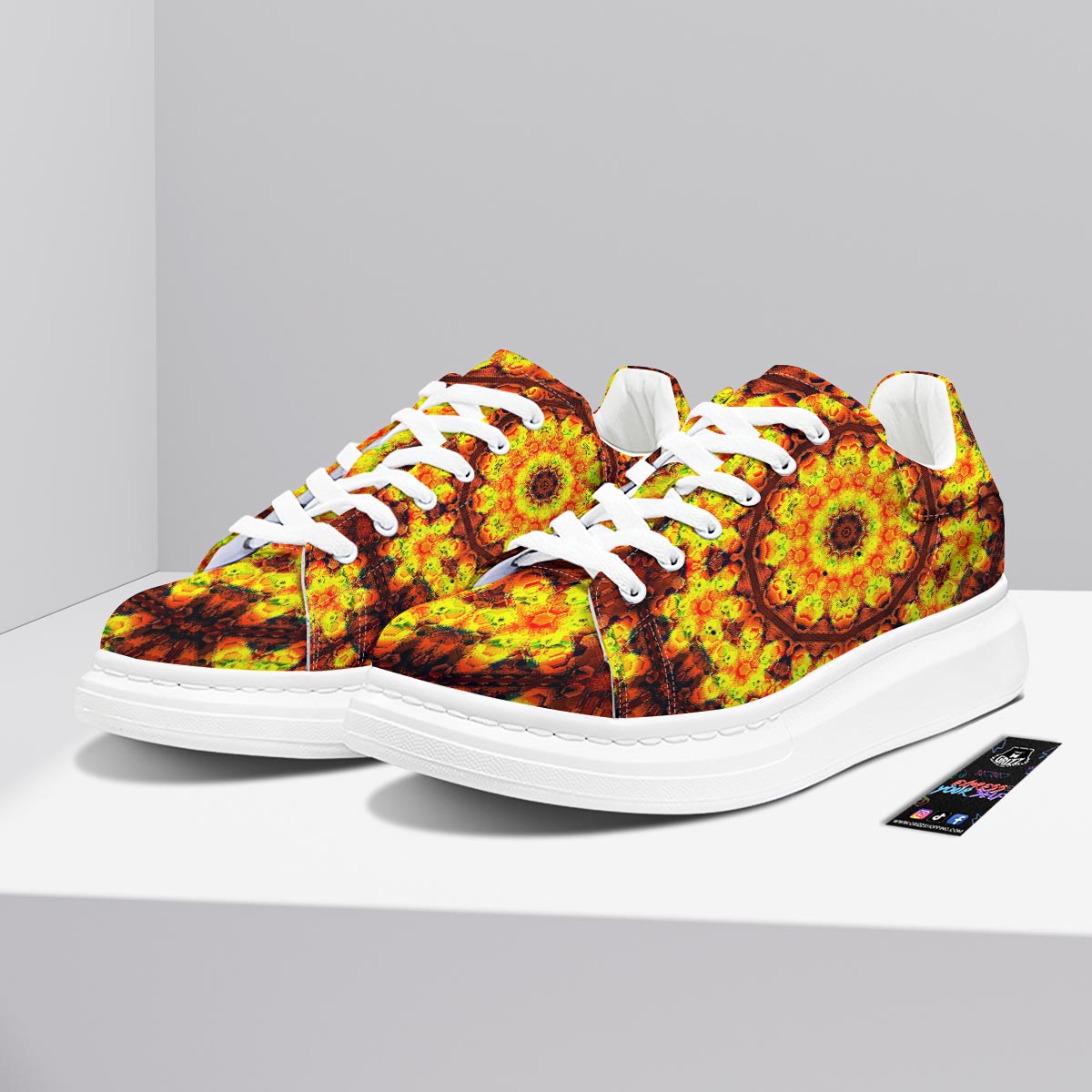 Kaleidoscope Sun Fire Print Platform Shoes-grizzshop