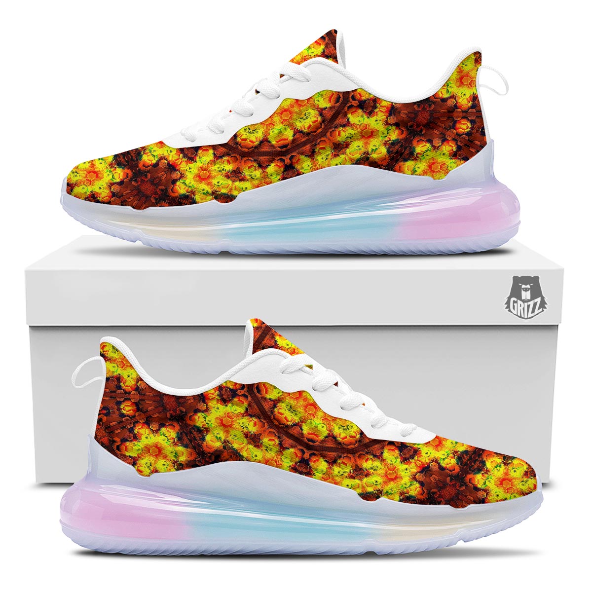 Kaleidoscope Sun Fire Print Running Sneakers-grizzshop