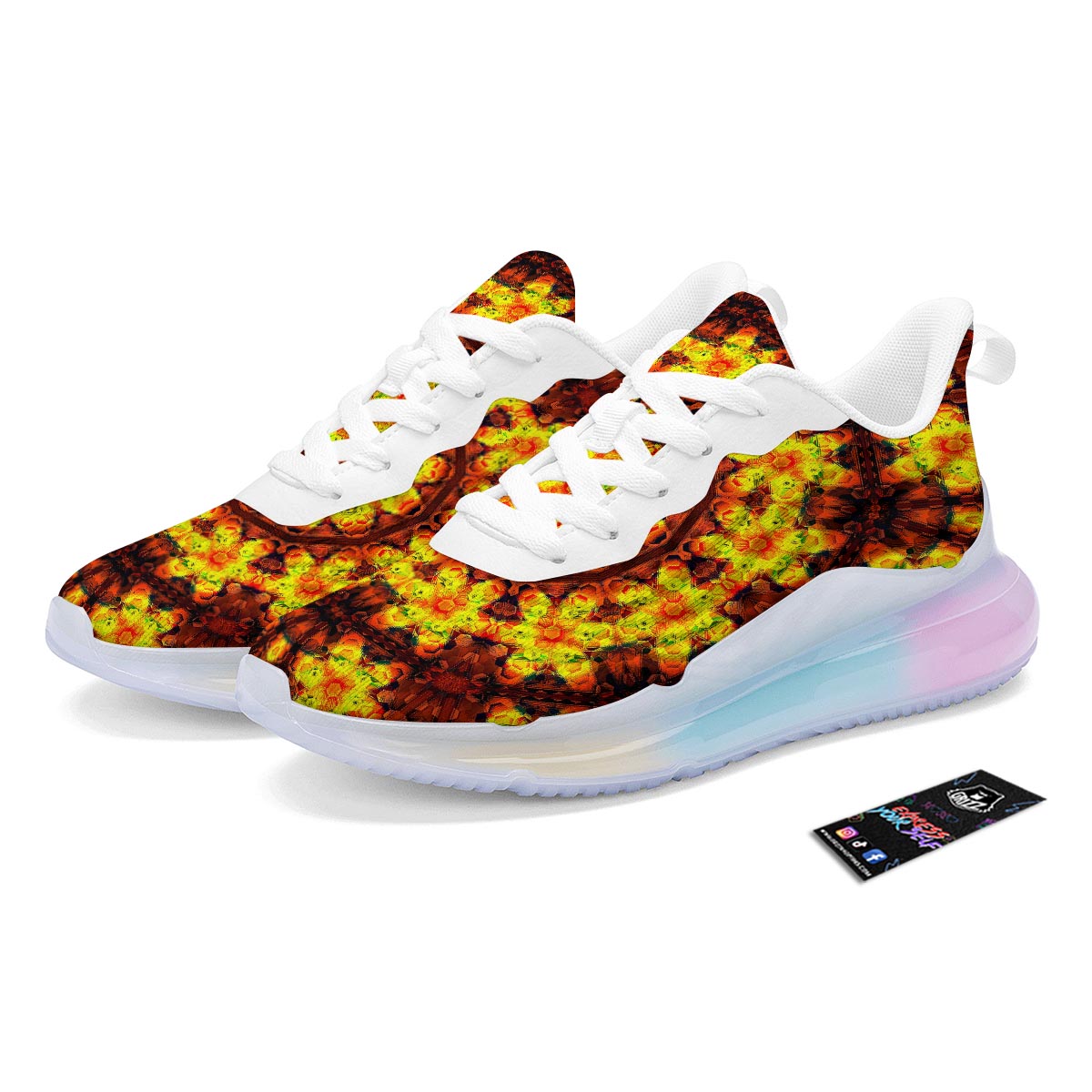 Kaleidoscope Sun Fire Print Running Sneakers-grizzshop