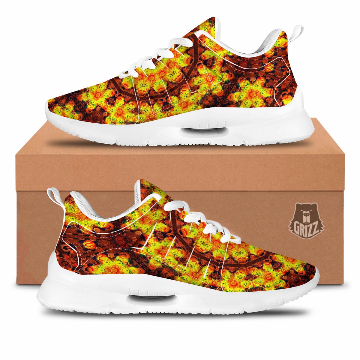Kaleidoscope Sun Fire Print Tennis Shoes-grizzshop