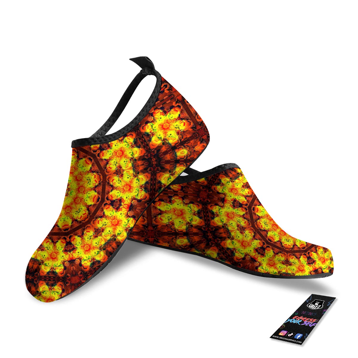 Kaleidoscope Sun Fire Print Water Shoes-grizzshop