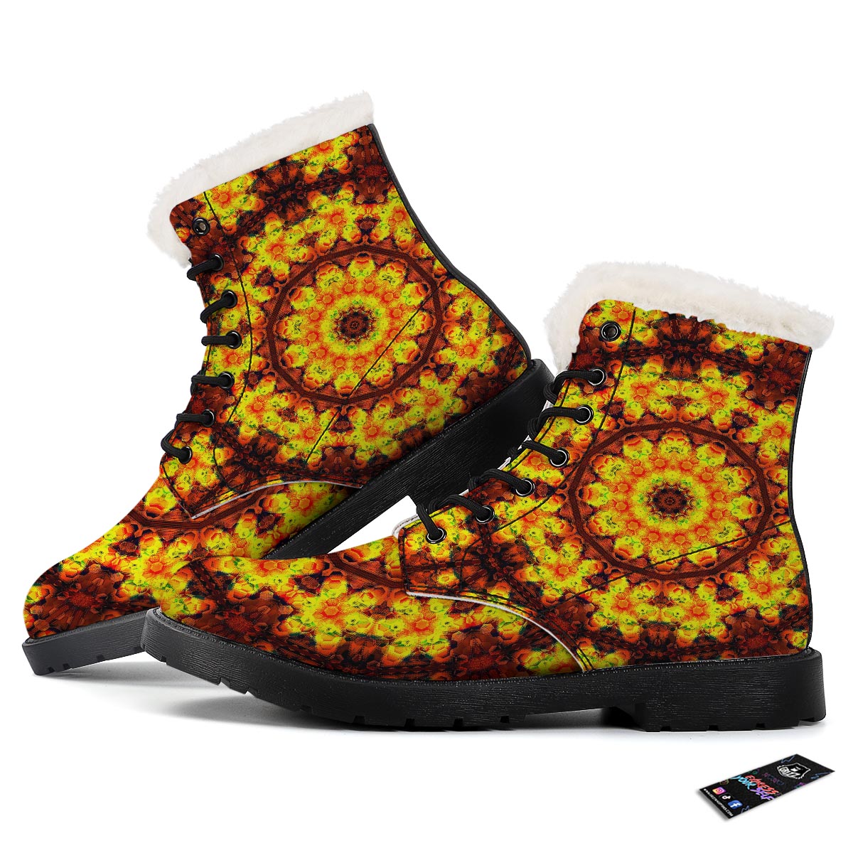 Kaleidoscope Sun Fire Print Winter Boots-grizzshop