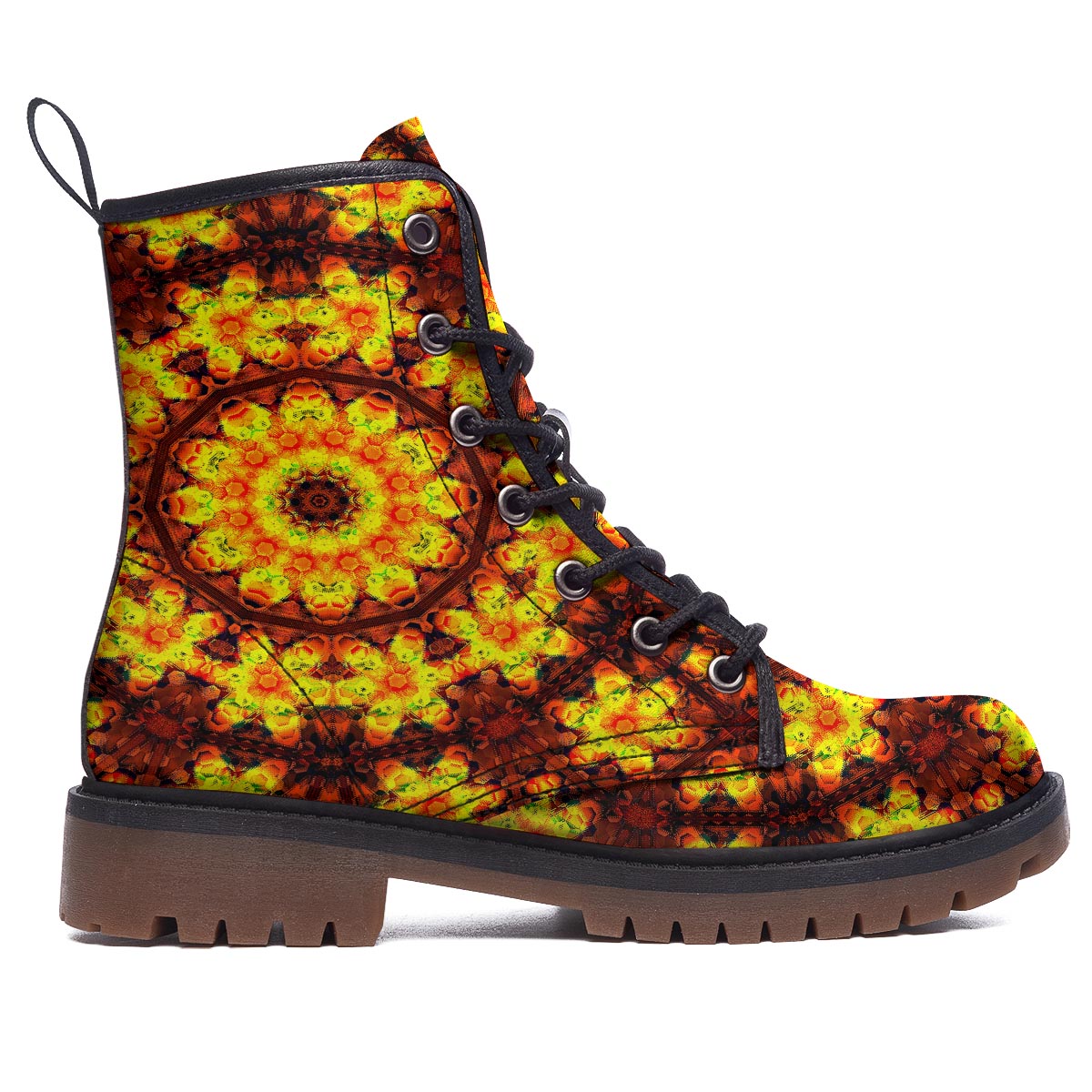 Kaleidoscope Sun Fire Print Work Boots-grizzshop