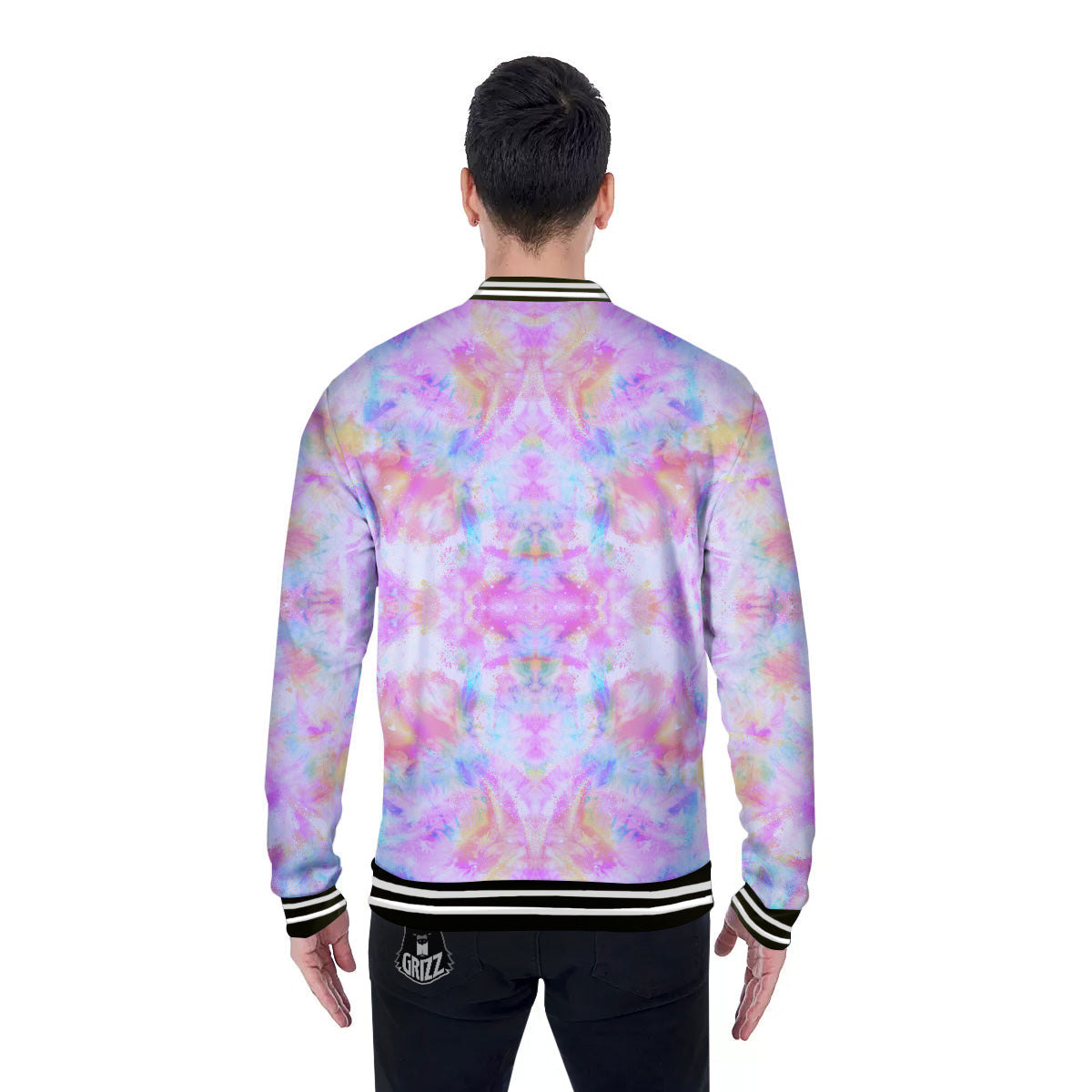 Kaleidoscope Tie Dye Pastel Print Pattern Baseball Jacket-grizzshop