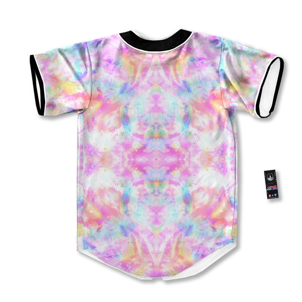 Kaleidoscope Tie Dye Pastel Print Pattern Baseball Jersey-grizzshop