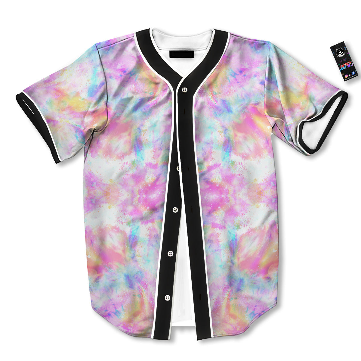 Kaleidoscope Tie Dye Pastel Print Pattern Baseball Jersey-grizzshop