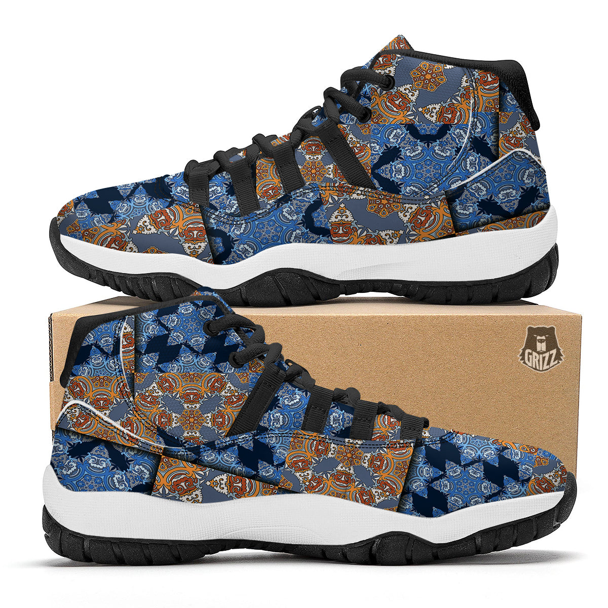 Kaleidoscope Tie Dye Pastel Print Pattern Black Bball Shoes-grizzshop