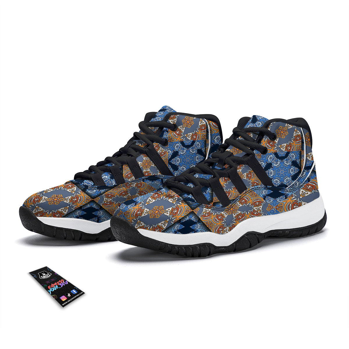 Kaleidoscope Tie Dye Pastel Print Pattern Black Bball Shoes-grizzshop