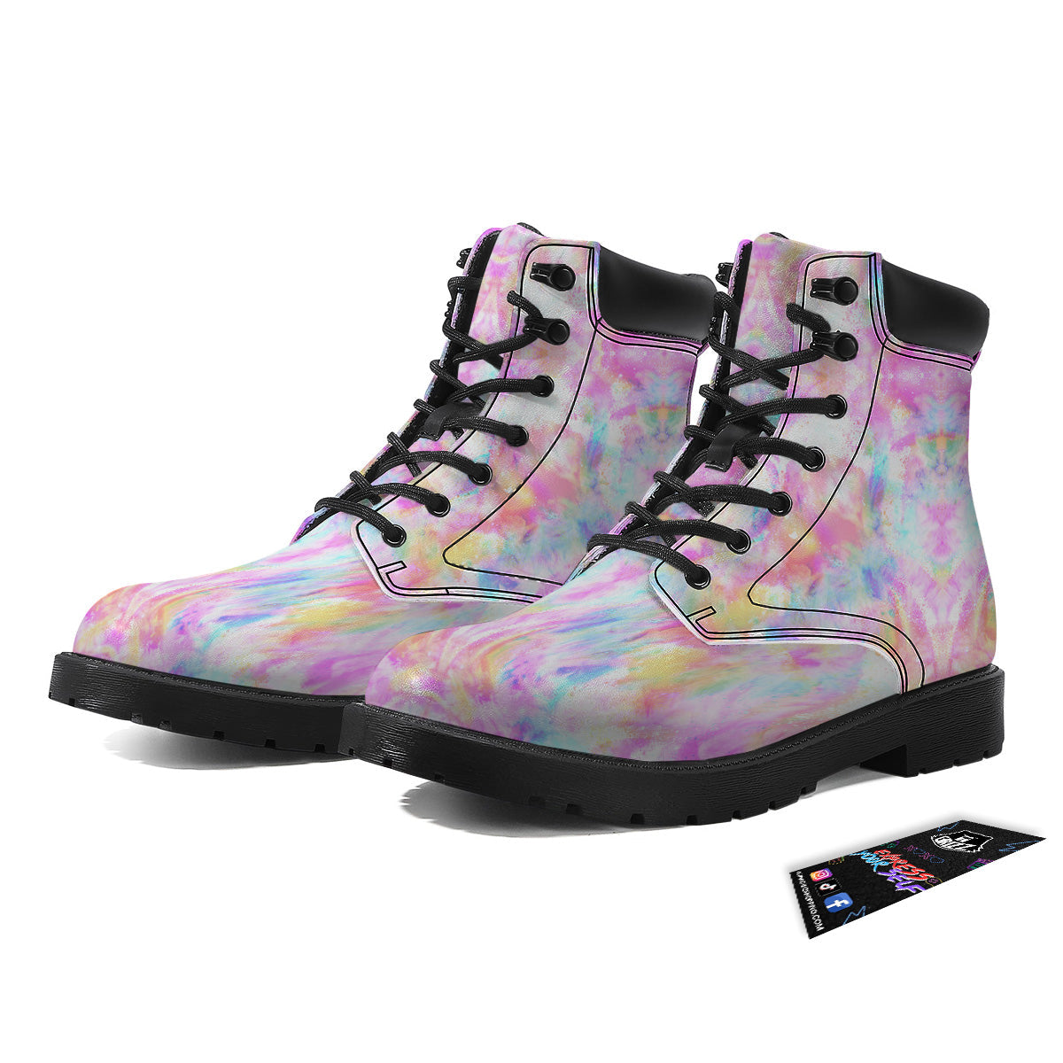 Kaleidoscope Tie Dye Pastel Print Pattern Boots-grizzshop