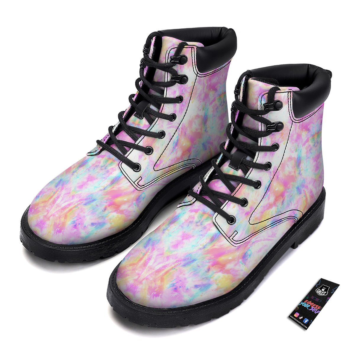Kaleidoscope Tie Dye Pastel Print Pattern Boots-grizzshop