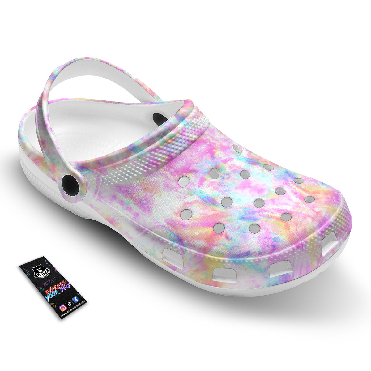 Kaleidoscope Tie Dye Pastel Print Pattern Clog-grizzshop