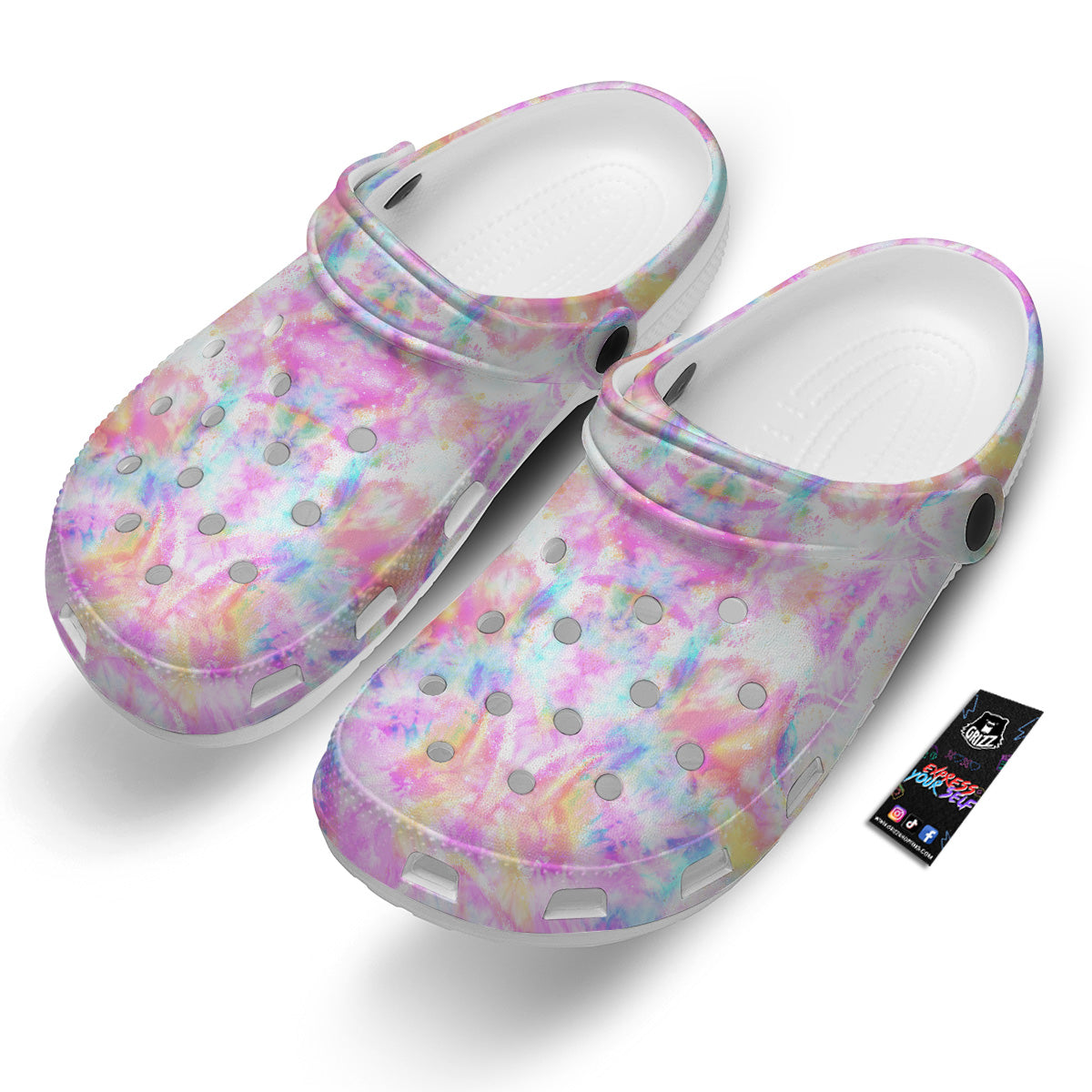 Kaleidoscope Tie Dye Pastel Print Pattern Clog-grizzshop