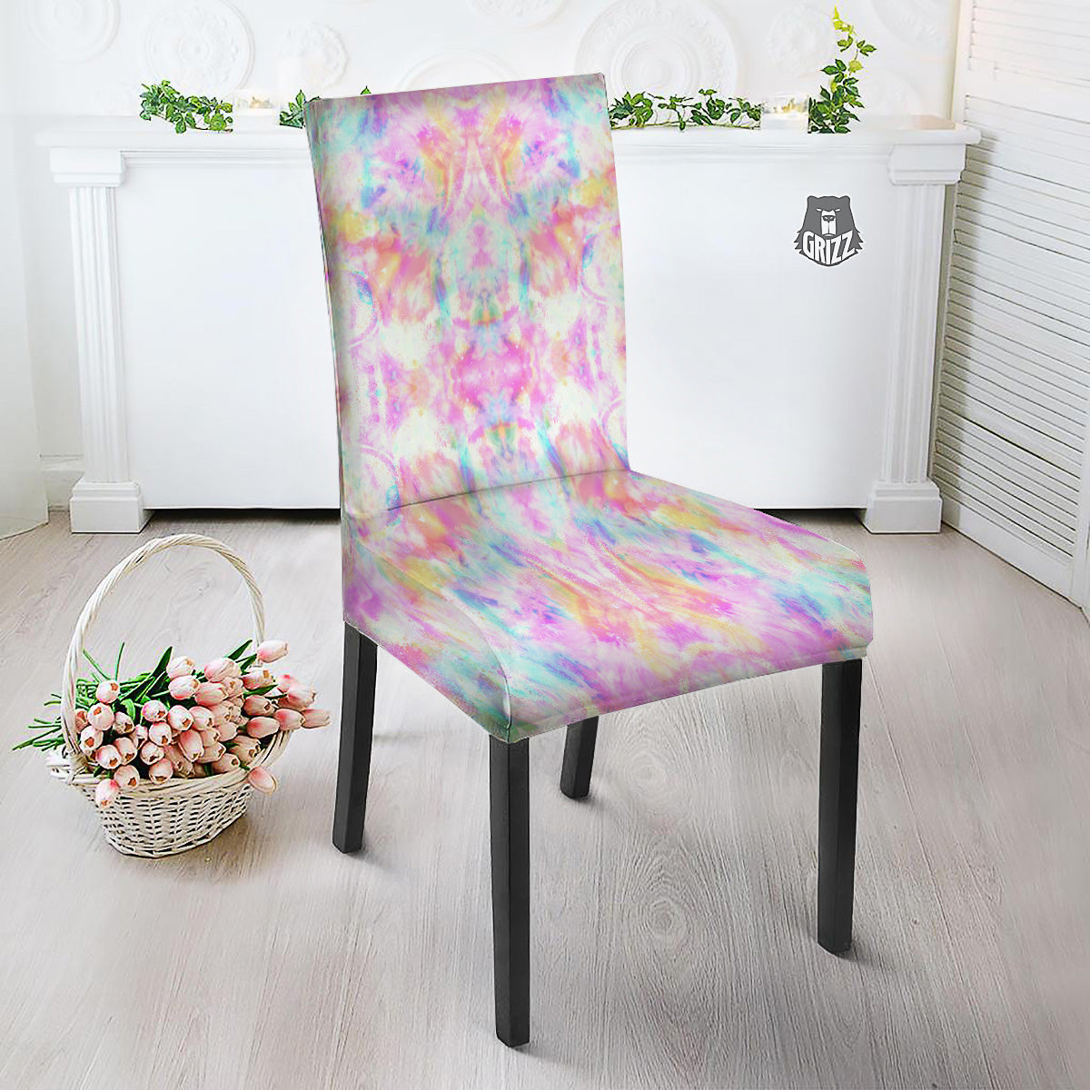 Kaleidoscope Tie Dye Pastel Print Pattern Dining Chair Slipcover-grizzshop