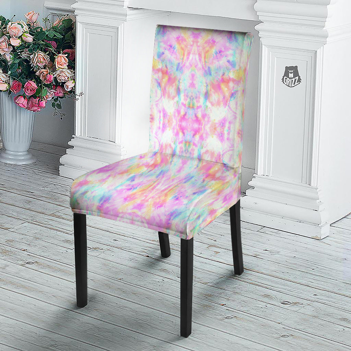 Kaleidoscope Tie Dye Pastel Print Pattern Dining Chair Slipcover-grizzshop