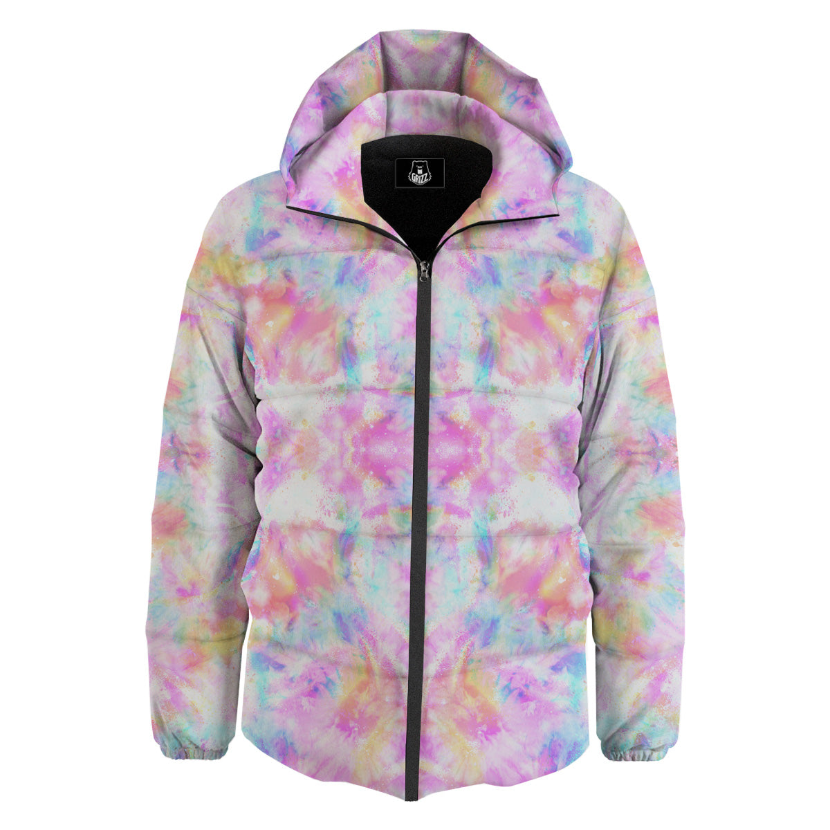 Kaleidoscope Tie Dye Pastel Print Pattern Down Jacket-grizzshop