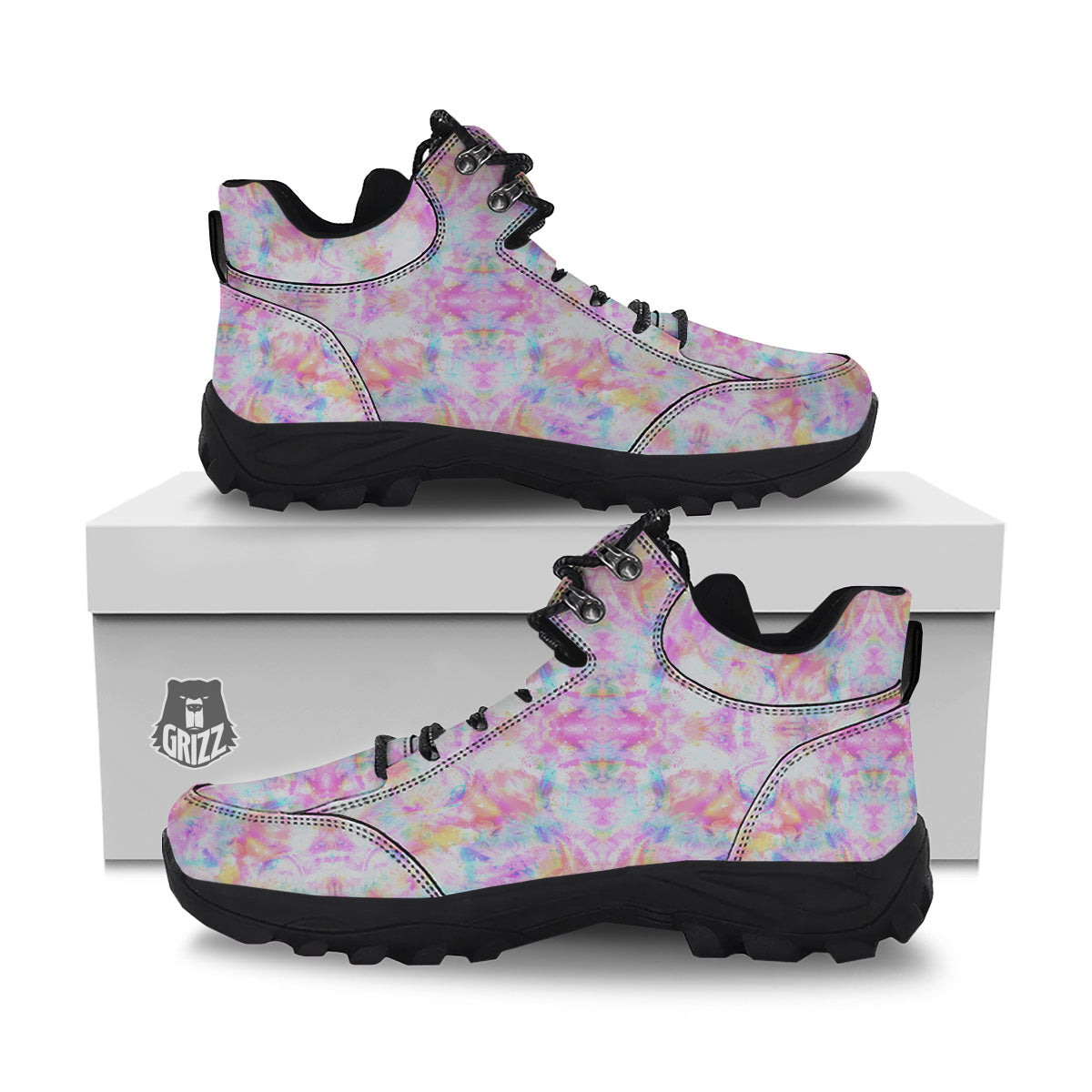Kaleidoscope Tie Dye Pastel Print Pattern Hiking Shoes-grizzshop