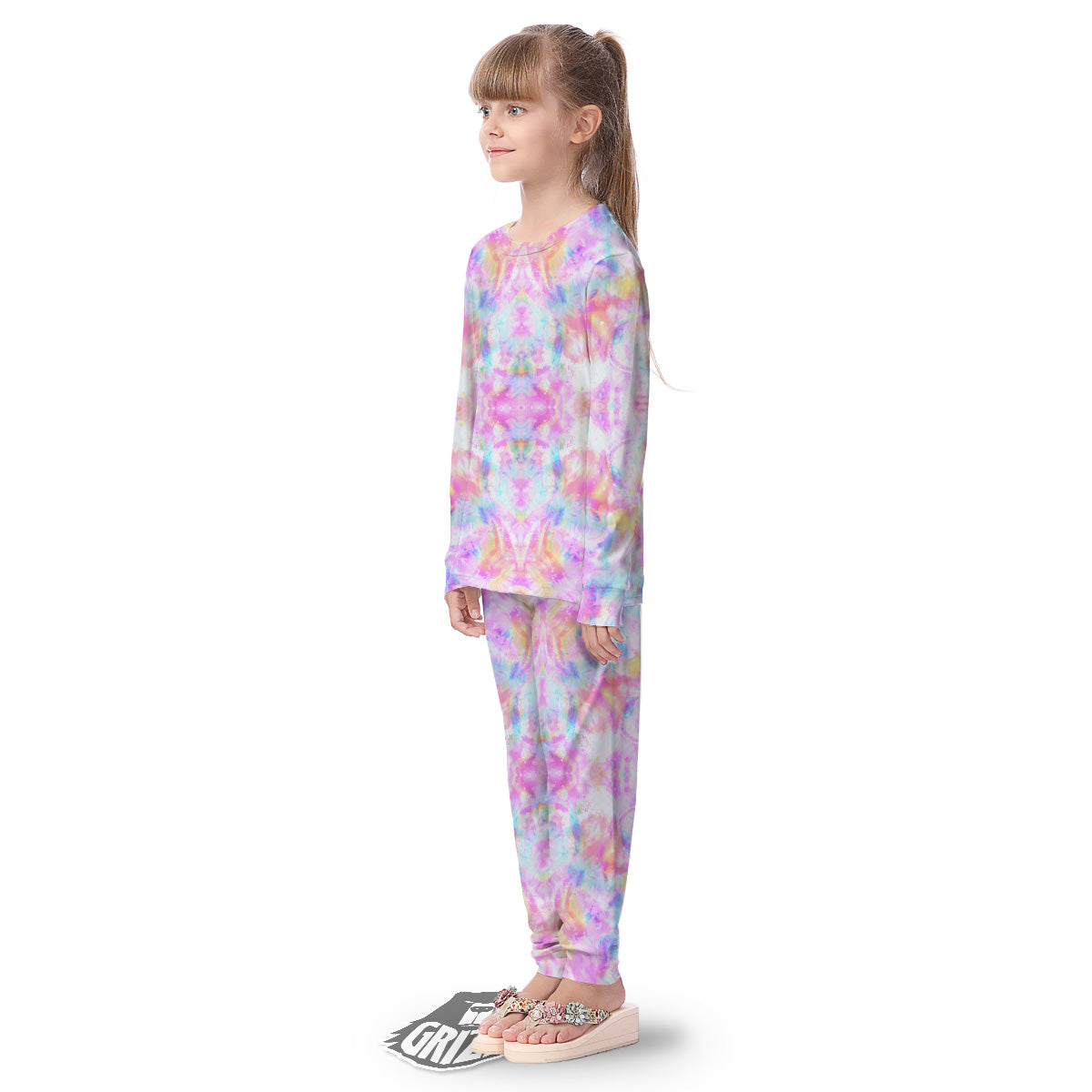 Kaleidoscope Tie Dye Pastel Print Pattern Kid's Pajamas-grizzshop