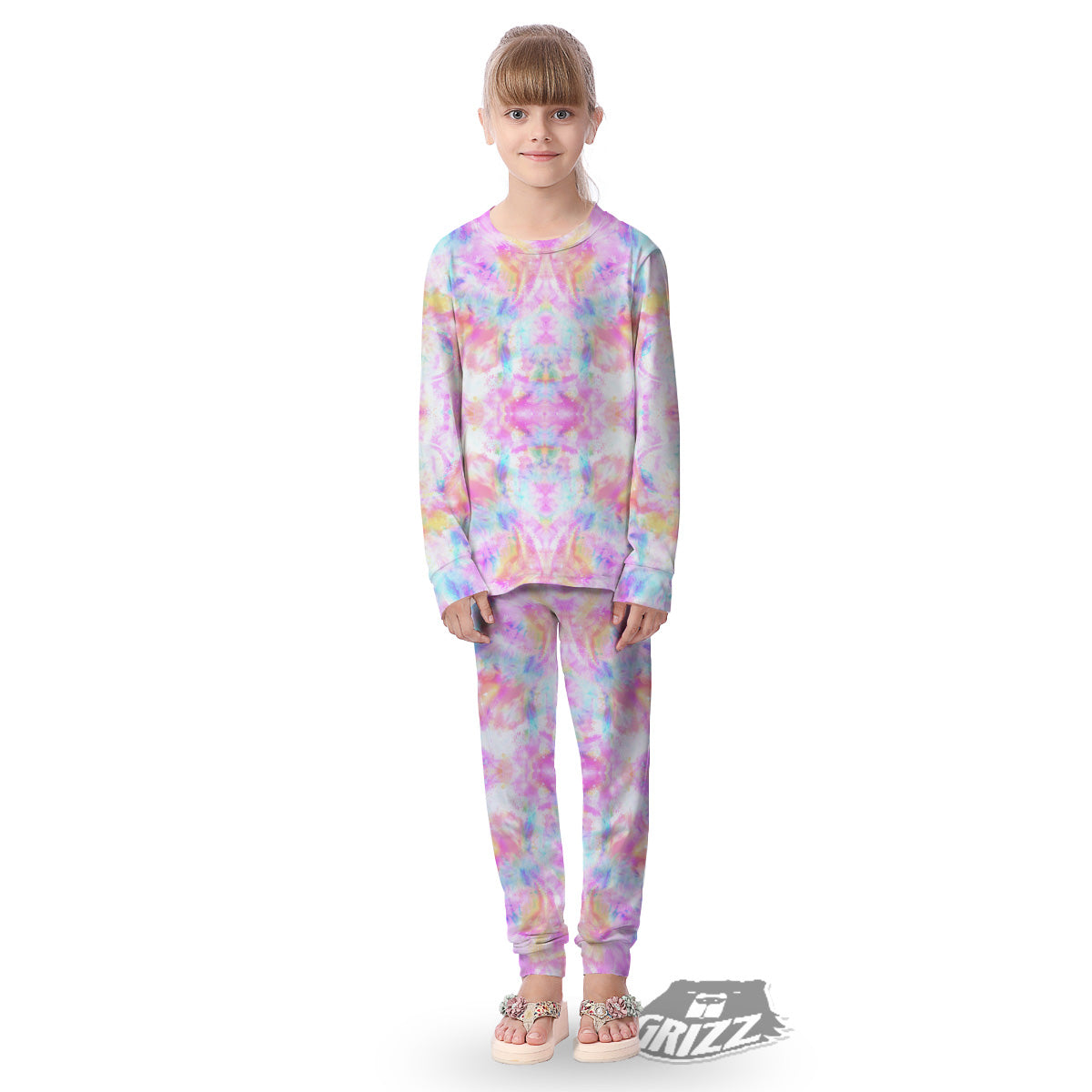 Kaleidoscope Tie Dye Pastel Print Pattern Kid's Pajamas-grizzshop