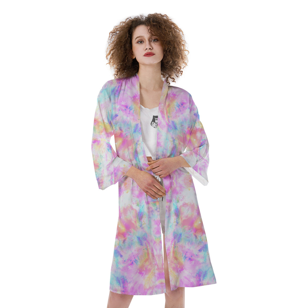 Kaleidoscope Tie Dye Pastel Print Pattern Kimono-grizzshop