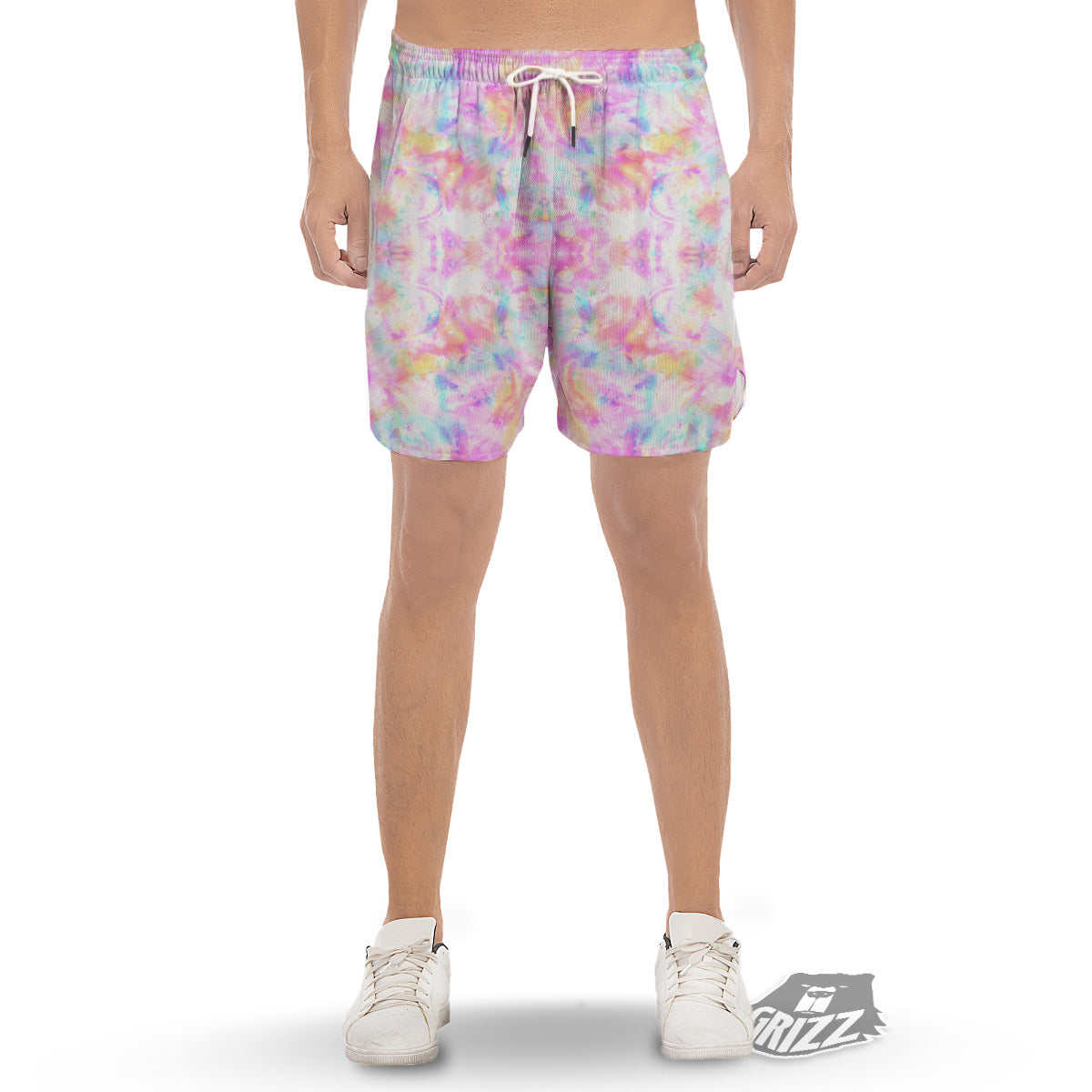Kaleidoscope Tie Dye Pastel Print Pattern Men's Gym Shorts-grizzshop