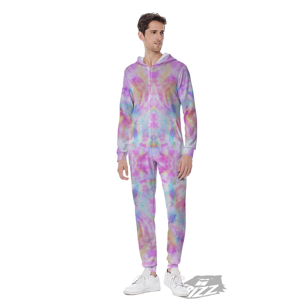 Kaleidoscope Tie Dye Pastel Print Pattern Men's Jumpsuit-grizzshop