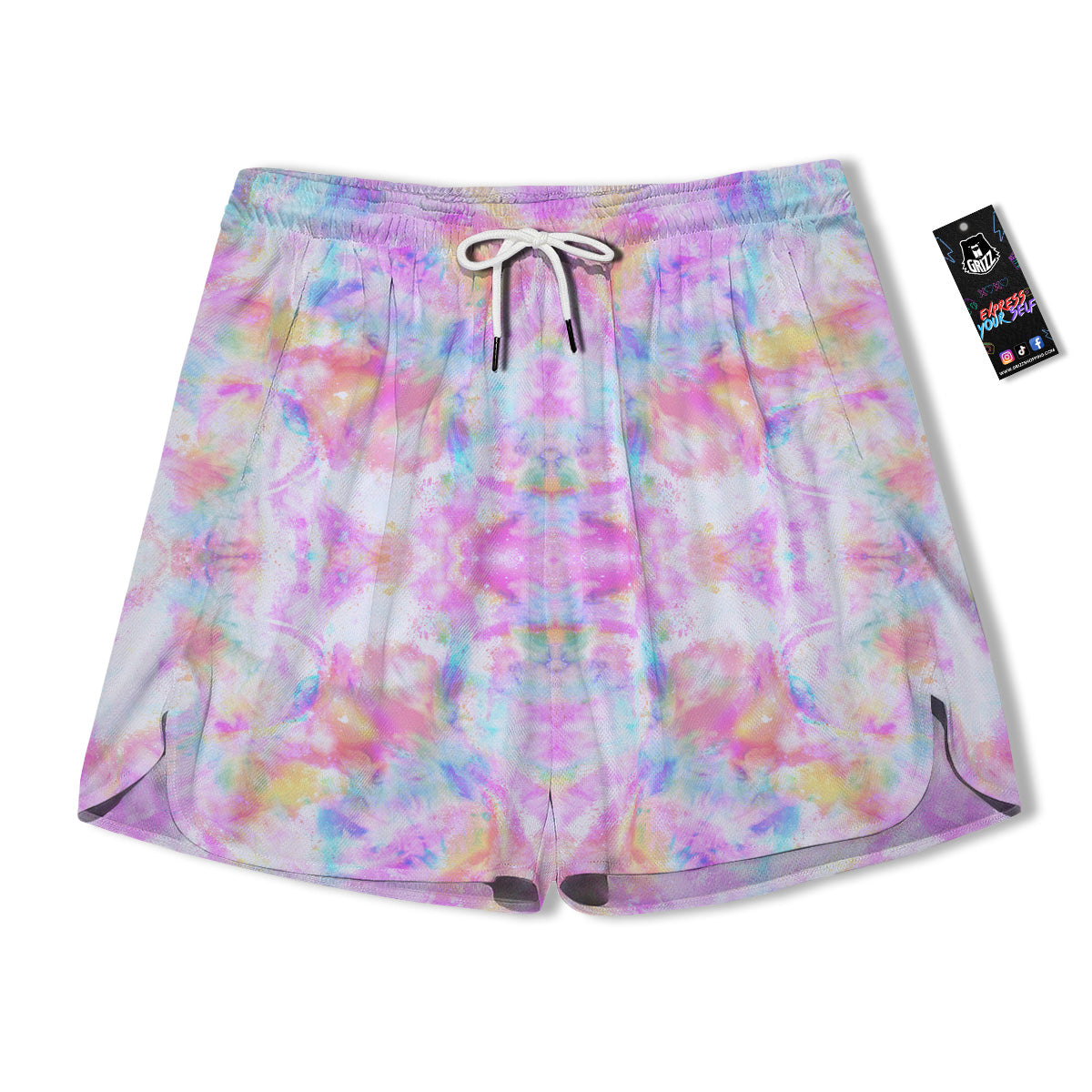 Kaleidoscope Tie Dye Pastel Print Pattern Men's Running Shorts-grizzshop