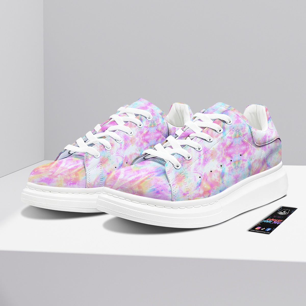 Kaleidoscope Tie Dye Pastel Print Pattern Platform Shoes-grizzshop