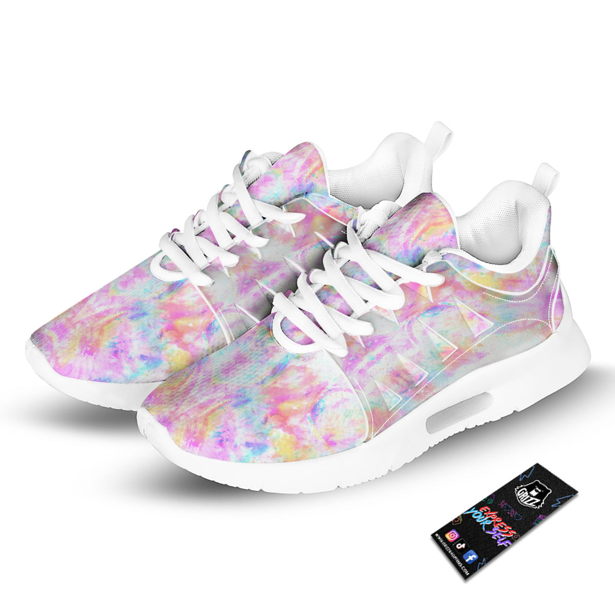 Kaleidoscope Tie Dye Pastel Print Pattern Tennis Shoes-grizzshop