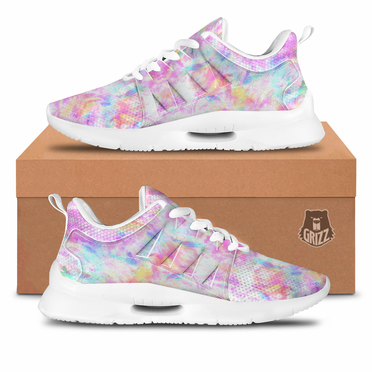 Kaleidoscope Tie Dye Pastel Print Pattern Tennis Shoes-grizzshop