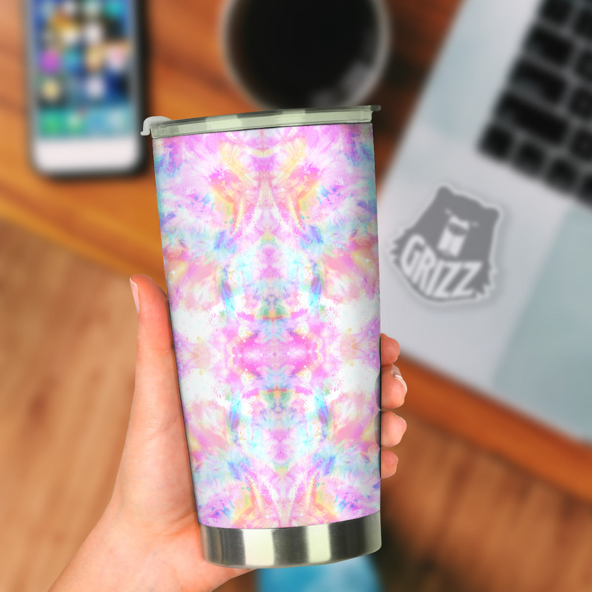 Kaleidoscope Tie Dye Pastel Print Pattern Tumbler-grizzshop