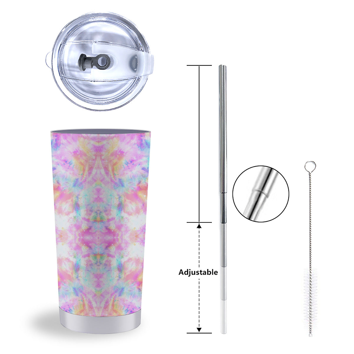 Kaleidoscope Tie Dye Pastel Print Pattern Tumbler-grizzshop
