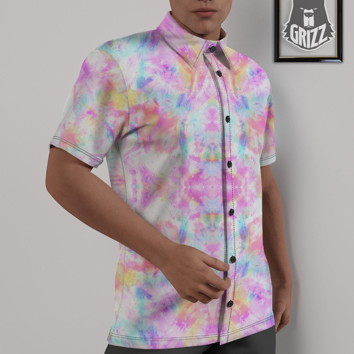 Kaleidoscope Tie Dye Pastel Print Pattern Untucked Shirts-grizzshop
