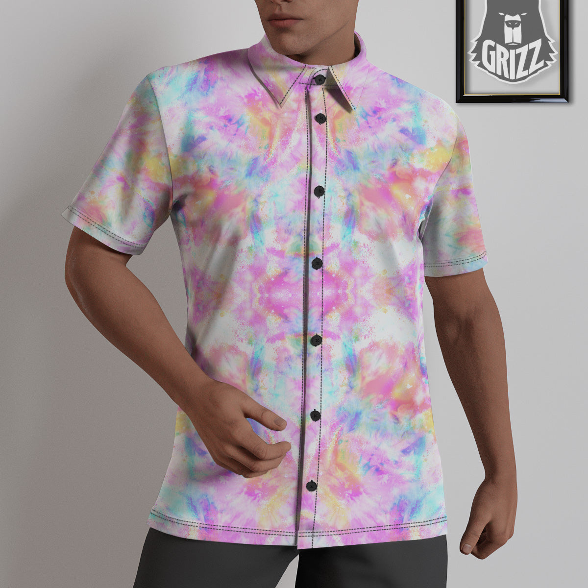 Kaleidoscope Tie Dye Pastel Print Pattern Untucked Shirts-grizzshop