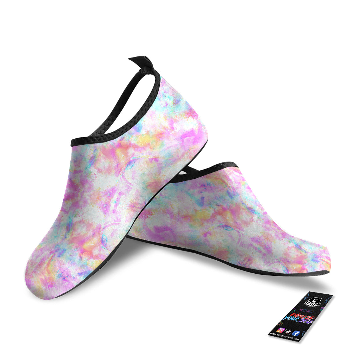 Kaleidoscope Tie Dye Pastel Print Pattern Water Shoes-grizzshop