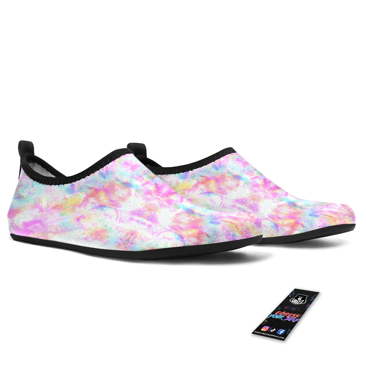 Kaleidoscope Tie Dye Pastel Print Pattern Water Shoes-grizzshop
