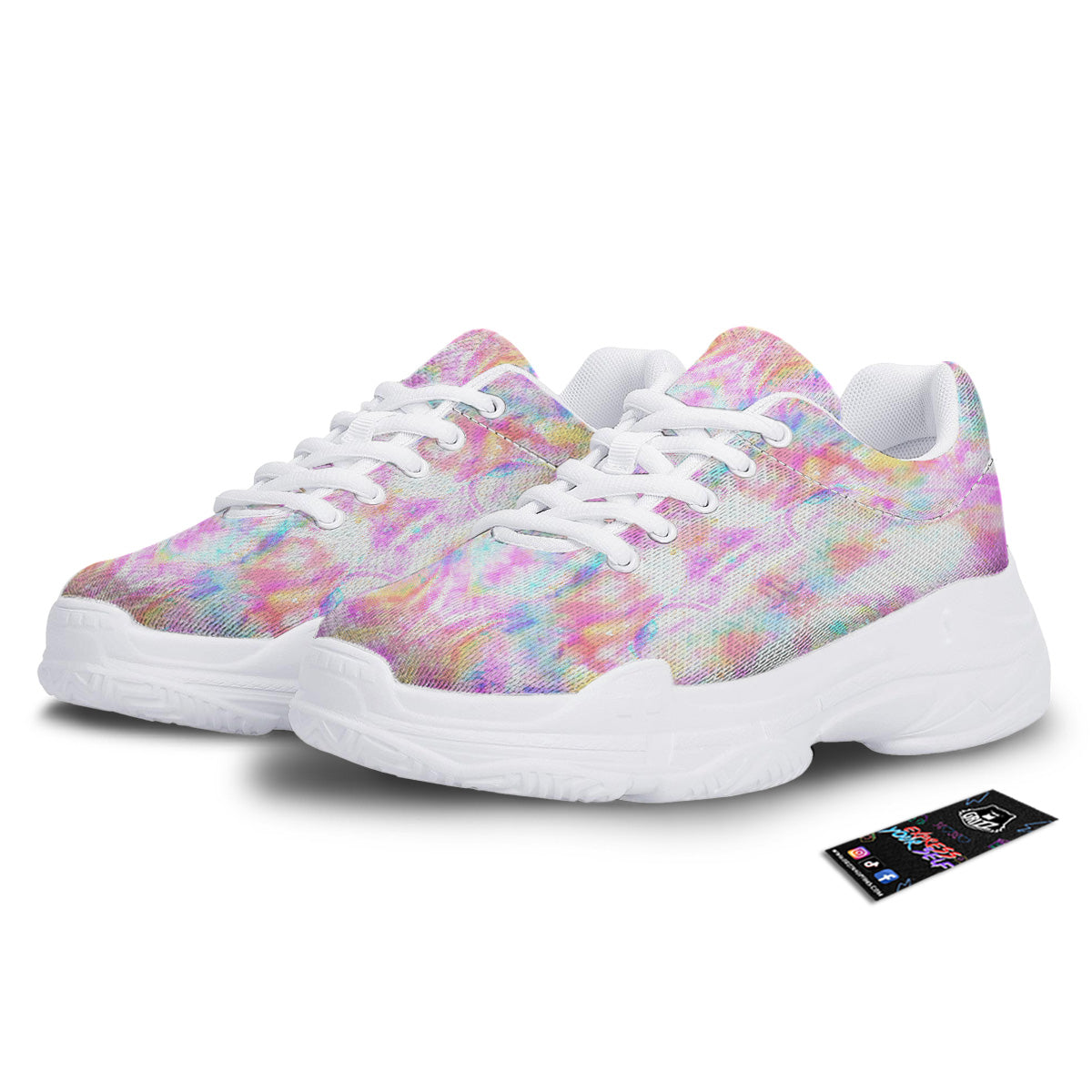Kaleidoscope Tie Dye Pastel Print Pattern White Chunky Shoes-grizzshop