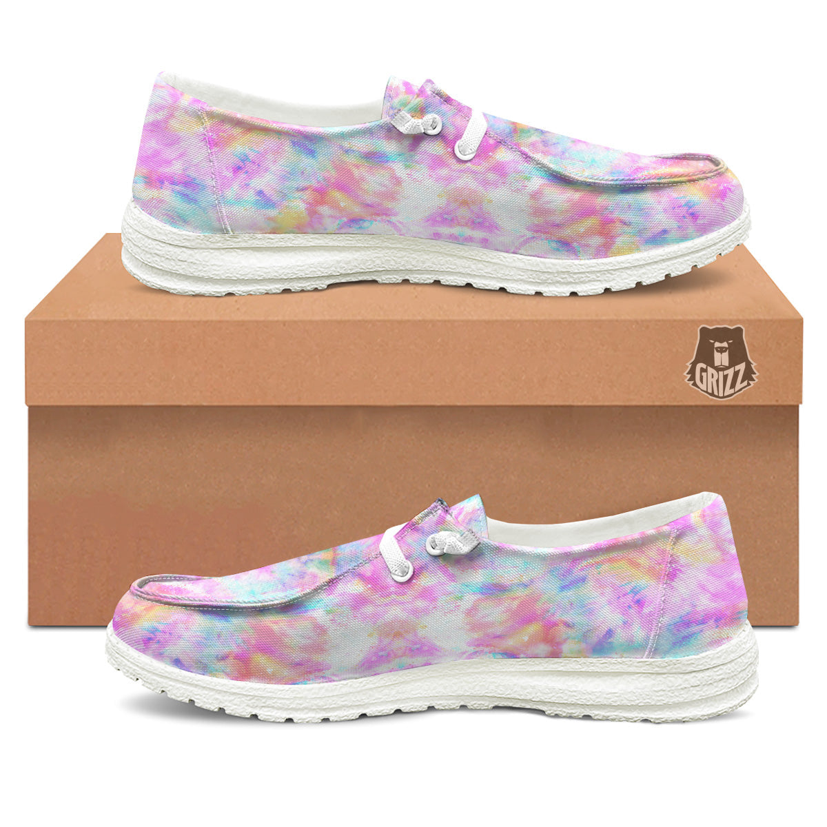 Kaleidoscope Tie Dye Pastel Print Pattern White Loafers-grizzshop